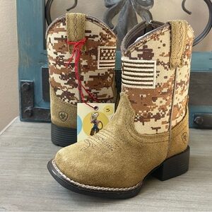 NEW 🌺 Ariat Lil Stompers Boy's Patriot Leather Cowboy Boots  Size Toddler 5